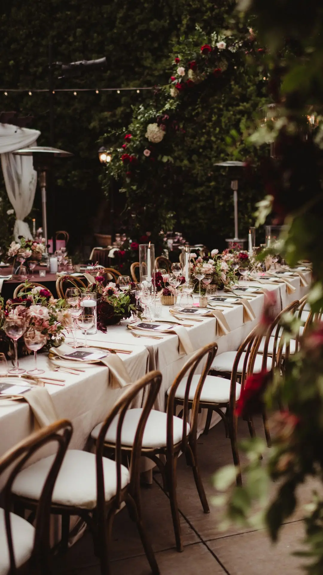 Wedding reception tables prepared for guests